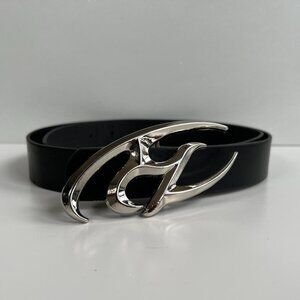 y2k 2000s chrome star futuristic emblem black and silver grunge emo belt